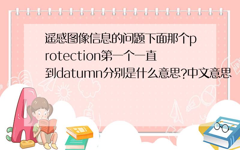 遥感图像信息的问题下面那个protection第一个一直到datumn分别是什么意思?中文意思