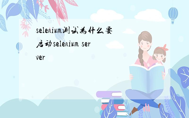 selenium测试为什么要启动selenium server