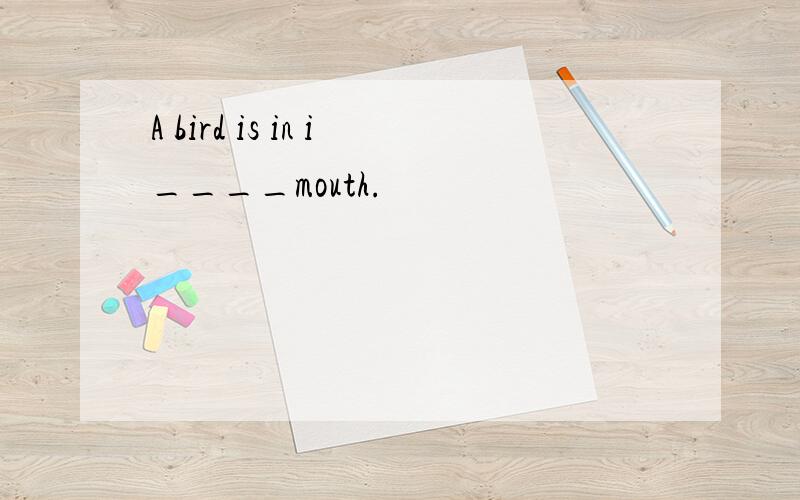 A bird is in i____mouth.