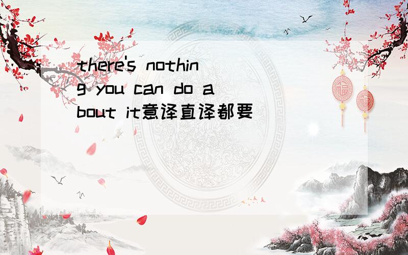 there's nothing you can do about it意译直译都要